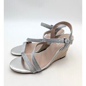 Dune London Kaia Strappy Wedge Sandals Open Toe Women's Silver Size US7.5 EU38